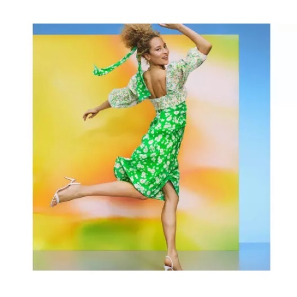 RIXO for Target 12 Daisy Long Sleeve Swing Dress Green New - Picture 6 of 6